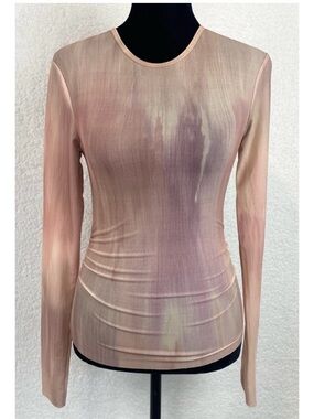 ZARA • Abstract Printed Tulle Long Sleeve Blouse Top, S